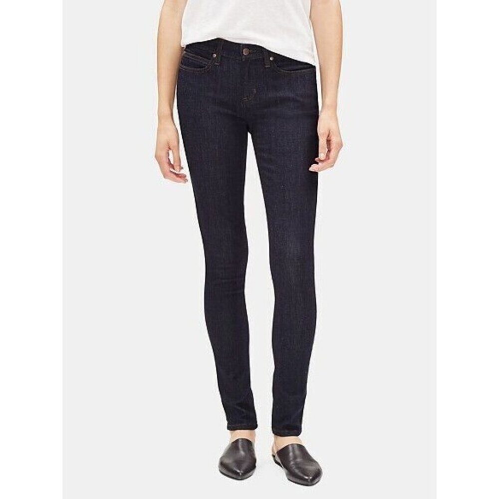 Eileen Fisher Organic Cotton Skinny Jeans dark Wash SZ 0 NWT